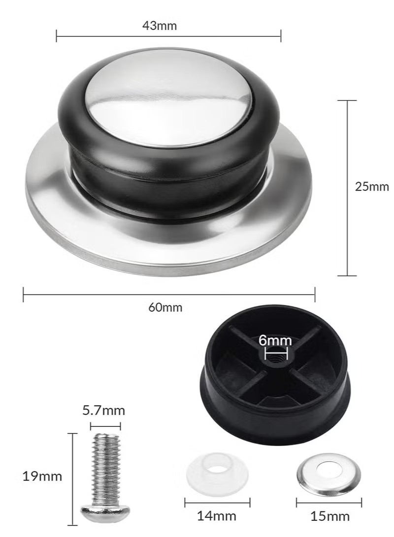 5 Pcs Universal Pot Lids Handle Heat-Resistant Knobs, Stainless Steel Cookware Cover Pan Parts Set with Screws - Image 2